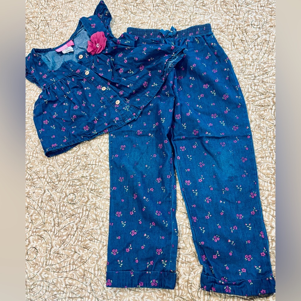 Good Lad Navy Blue Set with Pink Floral Accents